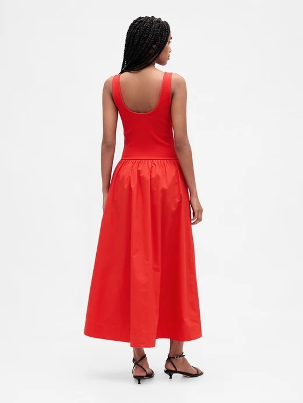 Gap Mixed Media Drop Waist Maxi Dress Red Medium Large XL NWT - Picture 3 of 16